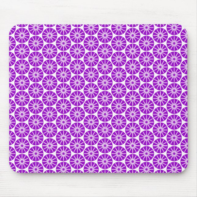 Tapis De Souris Motif Star Wheel - Violet sur blanc (Devant)