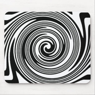 Tapis De Souris Motif tourbillon noir et blanc