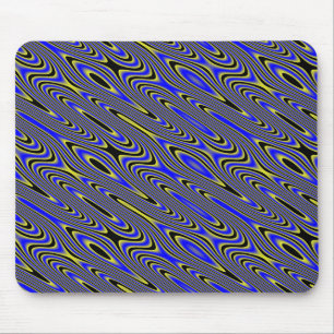 Tapis De Souris Motif Tourbillonnant noir bleu et jaune Mousepad