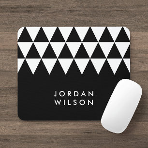 Tapis De Souris Motif Triangle Minimaliste Moderne Noir et Blanc