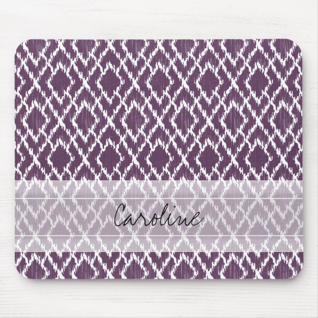 Tapis De Souris Motif tribal pourpre de diamant d'Ikat de prune de (Devant)