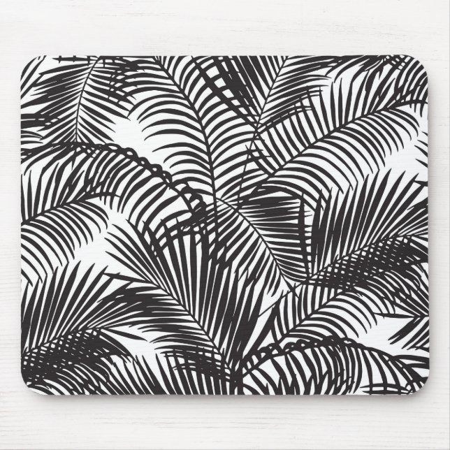 Tapis De Souris Motif tropical noir moderne de palmiers (Devant)