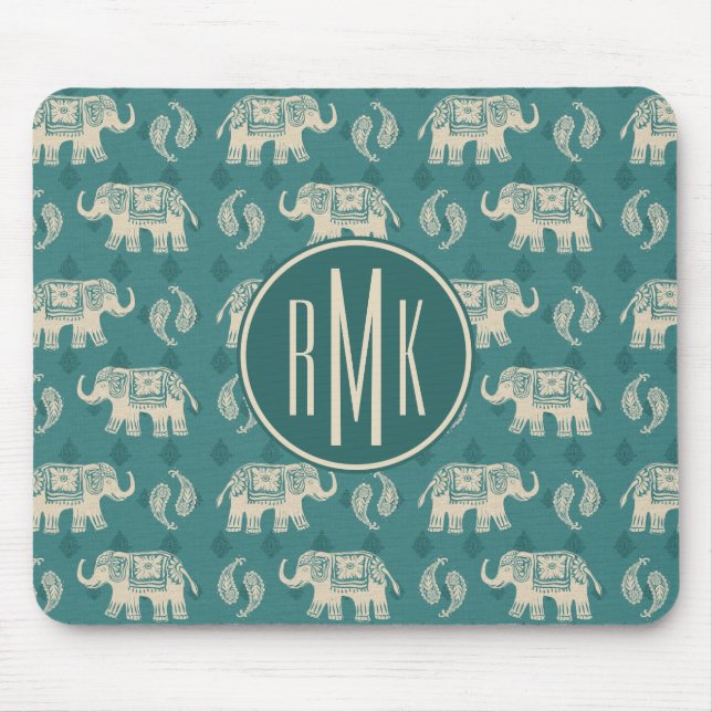 Tapis De Souris Motif turquoise de caravane d'éléphant du (Devant)