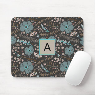 Tapis De Souris Motif Turquoise rose gris monogramme