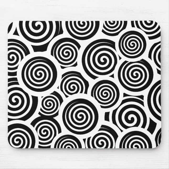 Tapis De Souris Motif vectoriel spirale noire et blanche (Devant)