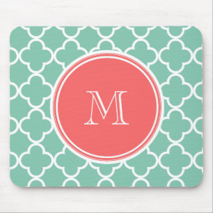 Tapis De Souris Motif vert en bon état de Quatrefoil, monogramme