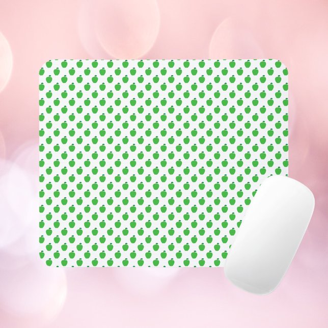 Tapis De Souris Motif vert pomme (A mouse pad with a pattern of green apples.)