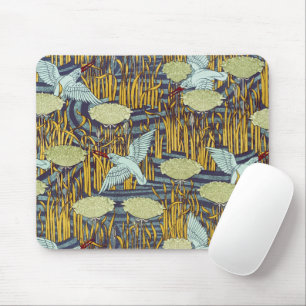 Tapis De Souris Motif vintage Art nouveau d'oiseau et de marais