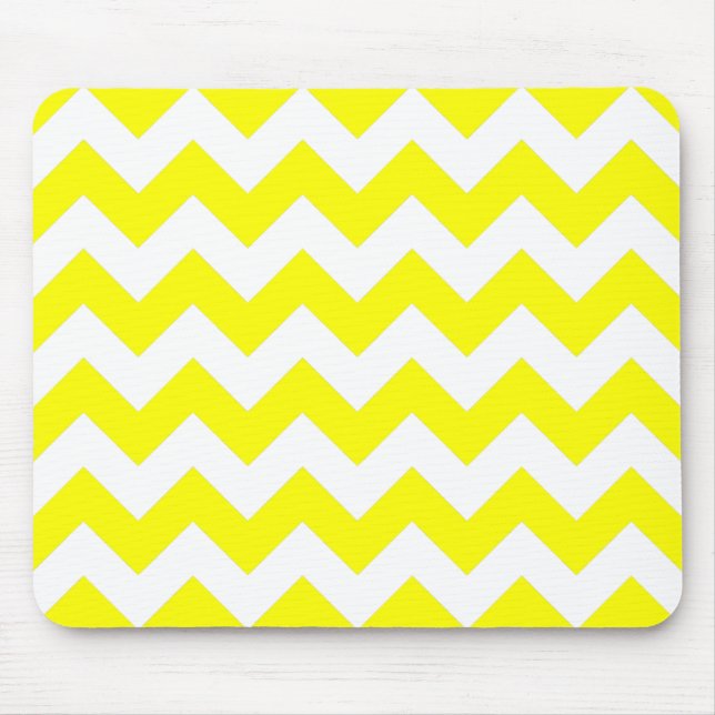 Tapis De Souris Motif Zigzag blanc et jaune (Devant)