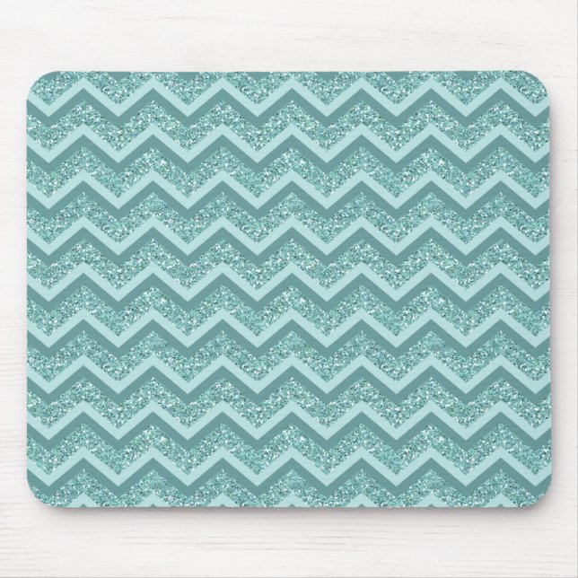 Tapis De Souris Motif ZigZag Parties scintillant Turquoise (Devant)