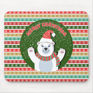 Tapis De Souris Motifs de Noël avec ours en peluche