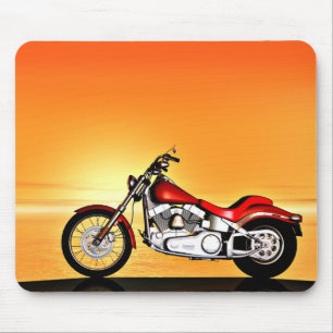 Tapis De Souris Moto au coucher du soleil