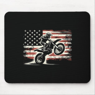 Tapis De Souris Motocross Moto Cross Drapeau Américain Biker Vinta