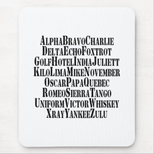 TAPIS DE SOURIS MOTS ALPHABET PHONÉTIQUE / CODE