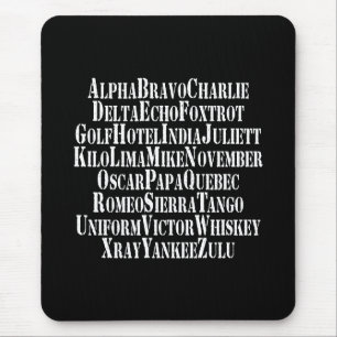 TAPIS DE SOURIS MOTS ALPHABET PHONÉTIQUE / CODE