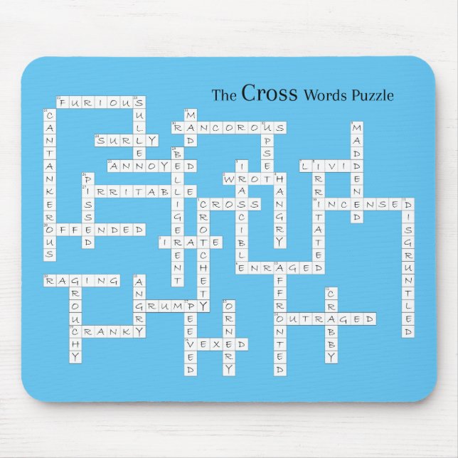 Tapis De Souris Mots croisés Puzzle Semantique Humour Bleu (Devant)