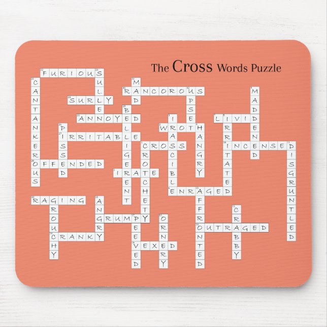 Tapis De Souris Mots croisés Puzzle Semantique Humour Orange (Devant)