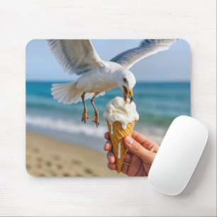 Tapis De Souris Mouette mangeant un cône de glace