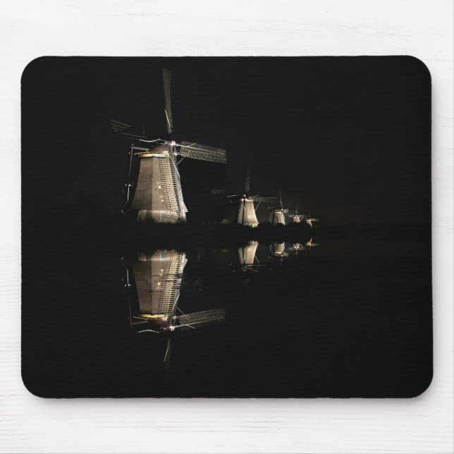 Tapis De Souris Moulins à vent lumineux au mousepad de nuit (Devant)