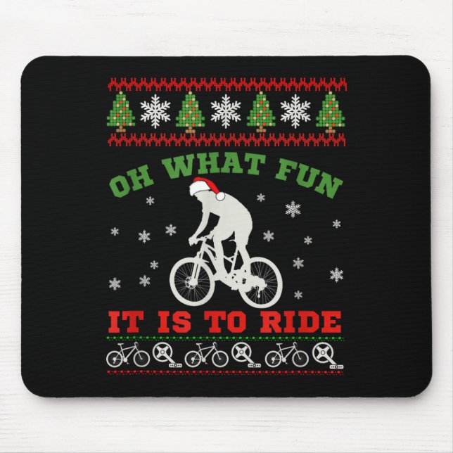 Tapis De Souris Mountain Bike Rider, Oh What Fun Christmas Ugly Sw (Devant)