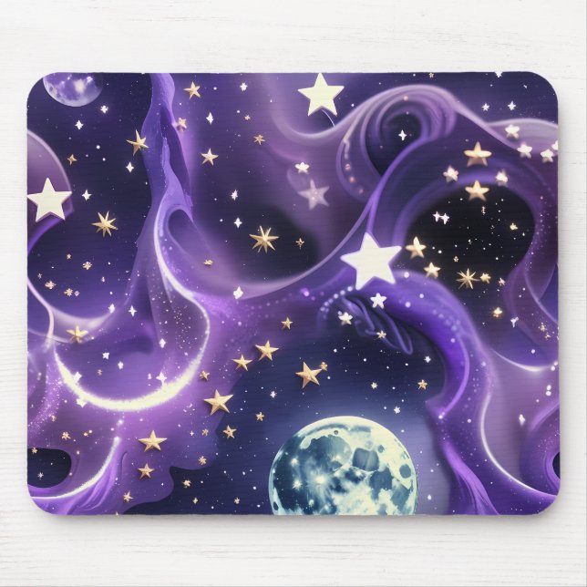 Tapis De Souris Mouse Pad – Luxury Purple Celestial Moon Phases (Devant)