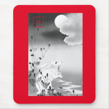 MOUSE PAD RABBIT SUR LA LUNE JAPONAISE