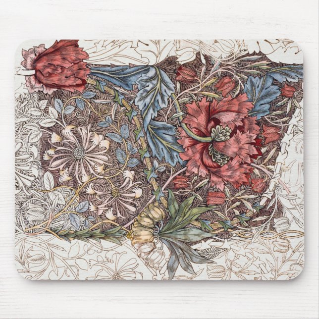 TAPIS DE SOURIS MOUSE PAD : WILLIAM MORRIS : HONEYSUCKLE + TULIP (Devant)