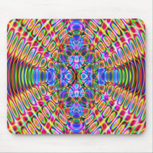 Tapis De Souris Mousemat Abstract Psychedelic Design, Red Blue