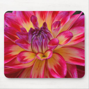 Tapis De Souris Mousepac à fleur de dahlia rose et jaune