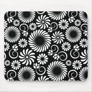 Tapis De Souris mousepac floral noir et blanc