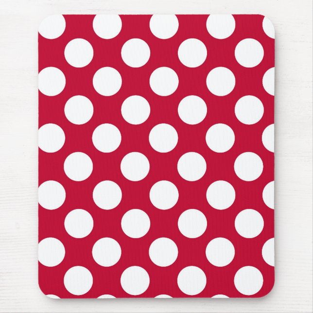 Tapis De Souris Mousepad, À petits pois rouges et blancs (Devant)