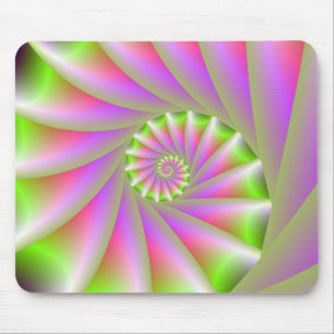 Tapis De Souris Mousepad à spirale rose et verte