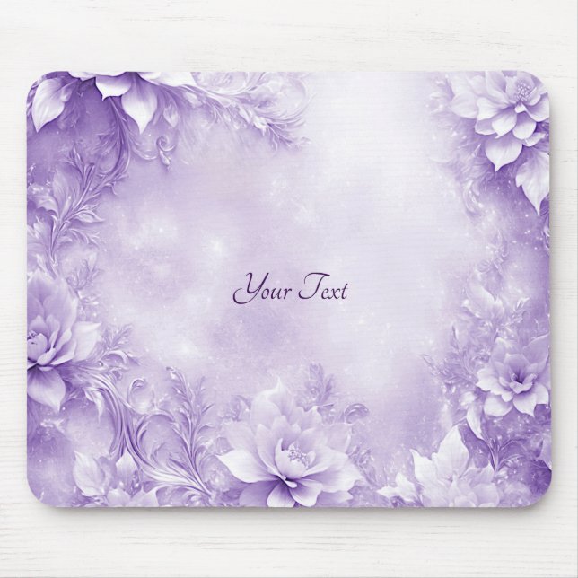 Tapis De Souris Mousepad aux fleurs blanches violettes (Devant)