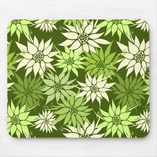 Tapis De Souris Mousepad aux fleurs vertes (Devant)