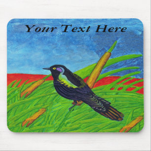 Tapis De Souris Mousepad aux oiseaux noirs colorés