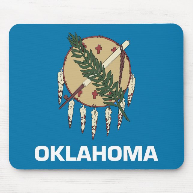 Tapis De Souris Mousepad avec Drapeau de l'état de l'Oklahoma - US (Devant)