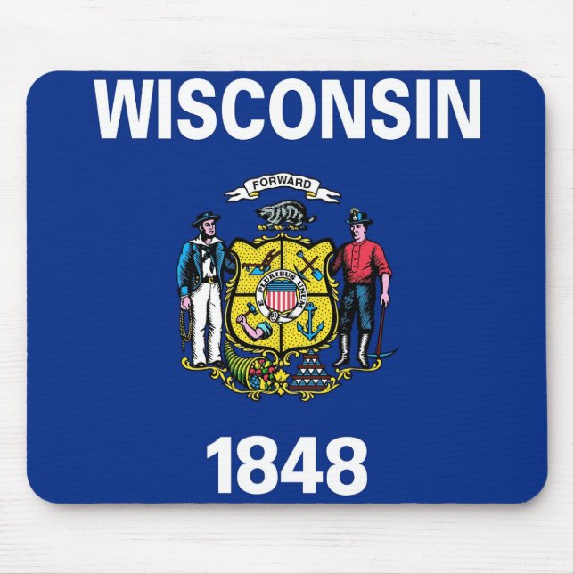 Tapis De Souris Mousepad avec Drapeau de l'Etat du Wisconsin - USA (Devant)