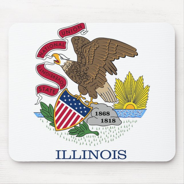 Tapis De Souris Mousepad avec Drapeau de l'Illinois - États-Unis (Devant)