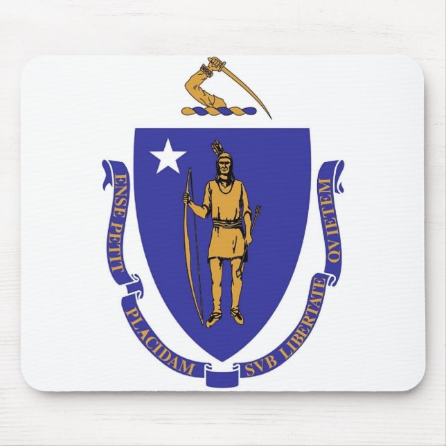 Tapis De Souris Mousepad avec Drapeau du Massachusetts Etat - USA (Devant)