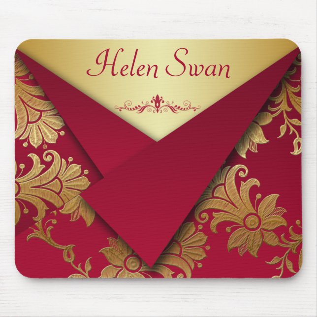 Tapis De Souris Mousepad baroque rouge et or (Devant)