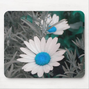 Tapis De Souris Mousepad blanc marguerite (bleu)