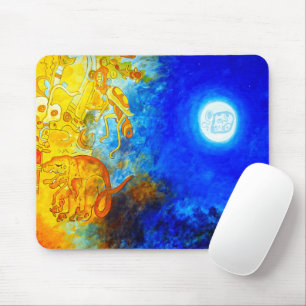 Tapis De Souris Mousepad bleu et orange maya