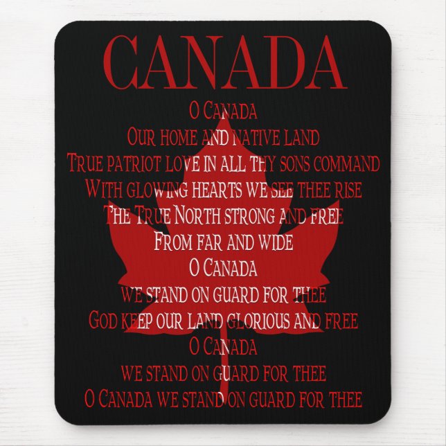 Tapis De Souris Mousepad Canada Anthem Mousepad Canada Maple Leaf  (Devant)