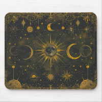 Mousepad céleste de la marine légère et de l'or