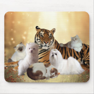 Tapis De Souris Mousepad Chiens de tigre Chiens Chats amis