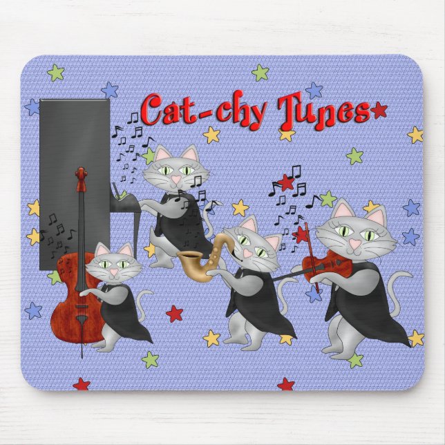 Tapis De Souris Mousepad Cute Cats Musique Musique Musique Cat Ban (Devant)