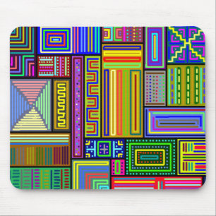Tapis De Souris Mousepad de carrés et de rectangles multicolore