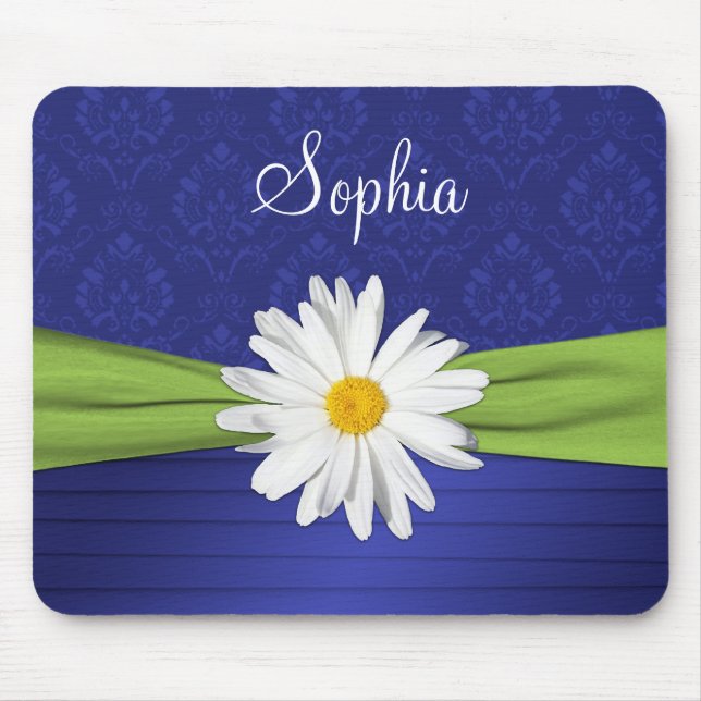 Tapis De Souris Mousepad de chaux, blanc et bleu royal (Devant)