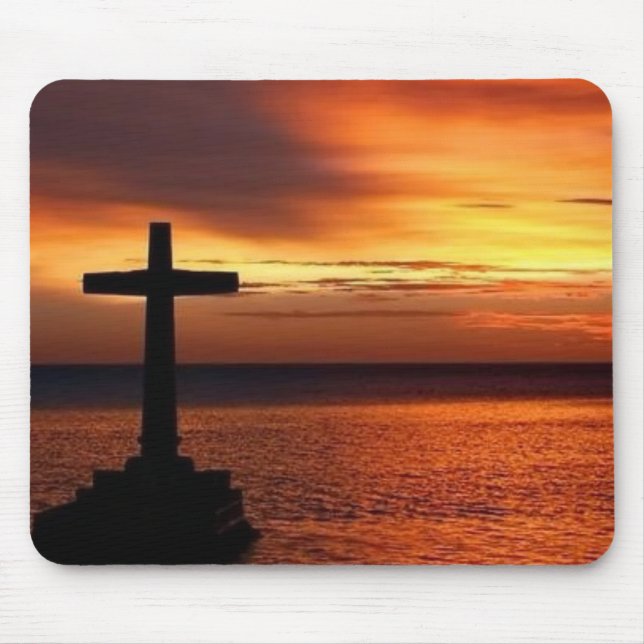 Tapis De Souris mousepad de croix et de coucher du soleil (Devant)