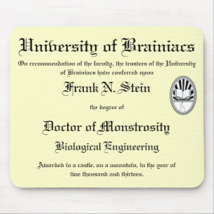 Tapis De Souris Mousepad de diplôme de Franknstein